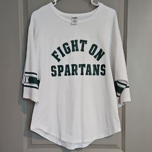 Pink VS Michigan State Spartans Large Jersey Style Top